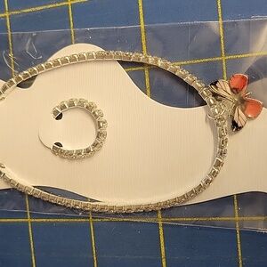 Silver 8.5" Stretch Anklet & Toe Ring Butterfly Charm NIP